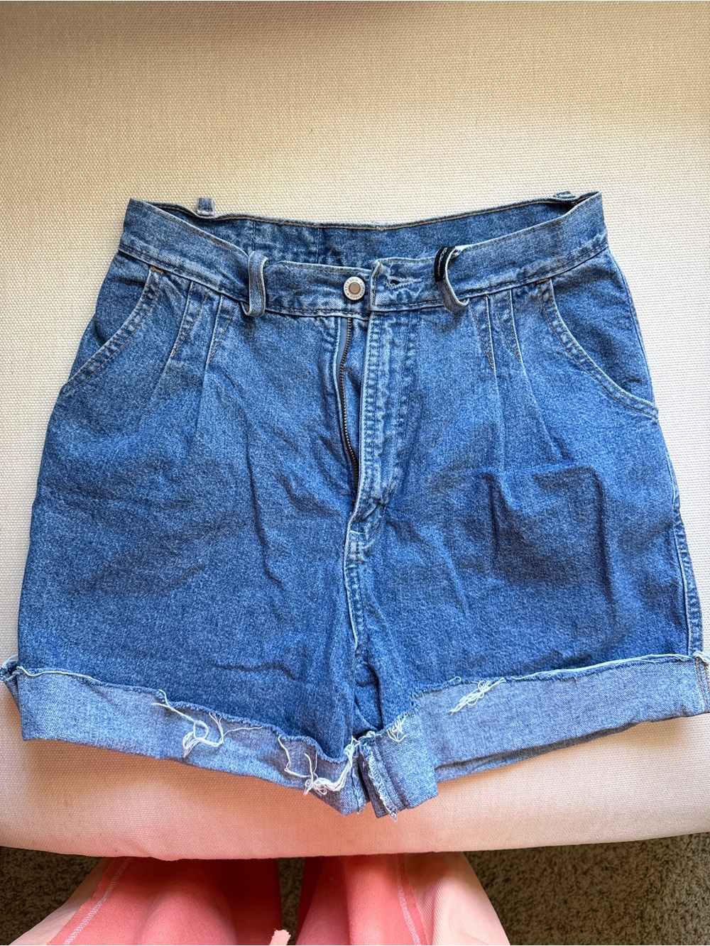 Vintage Rockies Rolled Hem Jean Shorts in Blue Denim